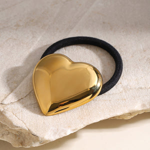 Heart Pony Cuff - Hypoallergenic 18k Gold-Plated Hair Tie with Waterproof Design