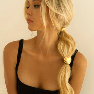 Heart Pony Cuff - Hypoallergenic 18k Gold-Plated Hair Tie with Waterproof Design
