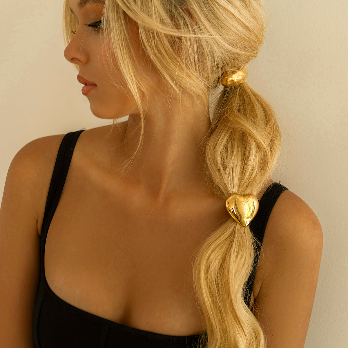 Heart Pony Cuff - Hypoallergenic 18k Gold-Plated Hair Tie with Waterproof Design