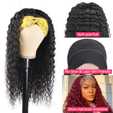 Load image into Gallery viewer, Nicelight Peruvian Hair Headband Wig Pre-Attached Scarf Machine Made Wig For Women Scarf Wig No Glue Deep Wave Human Hair Wigs
