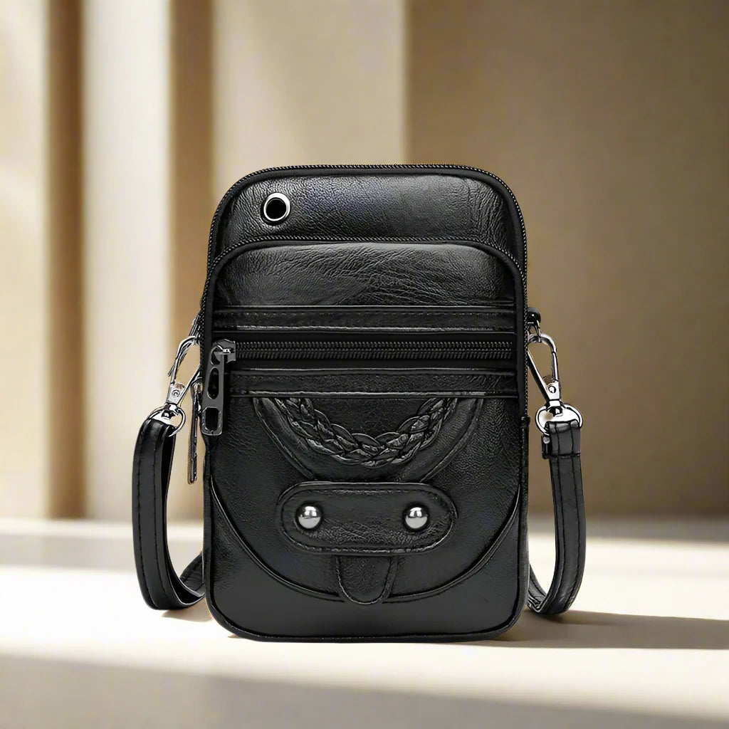 Women's Crossbody Bag Brown Small PU Leather Vintage Style