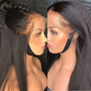 HD Transparent Lace Frontal Wig Kinky Straight Wigs 13x4 Lace Front Wigs For Black Women Remy 150% Peruvian Yaki Human Hair Wigs