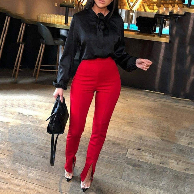 Creased High Waist Dress Pants