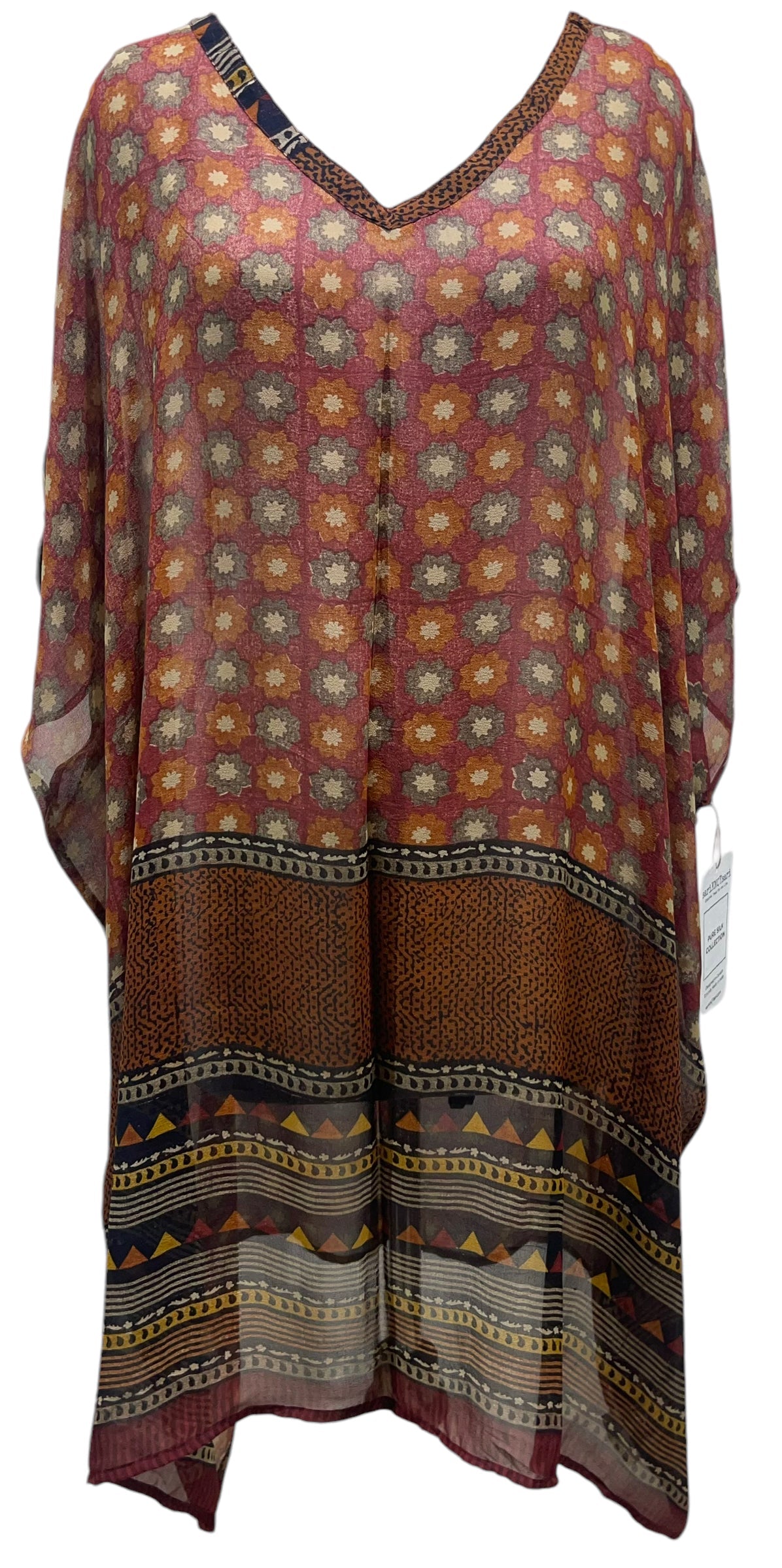 FINAL SALE PRG5397 Sheer Avatar Pure Silk Midi Length Kaftan