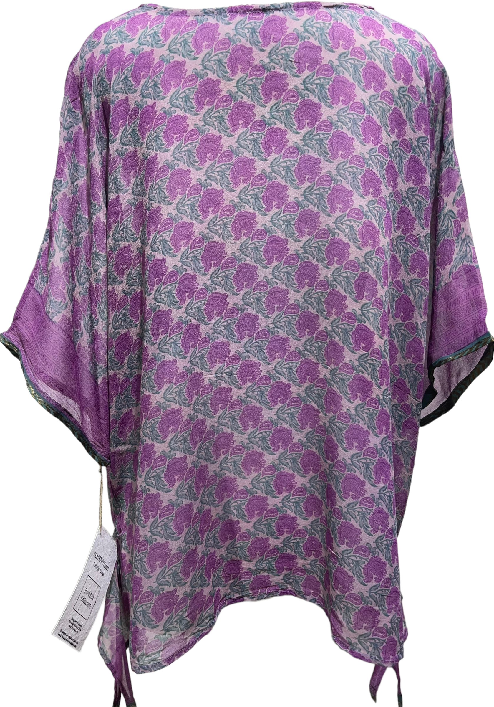 FINAL SALE PRG2058 Gabela Bushshrike Sheer Avatar Pure Silk Long Tunic with Side Ties