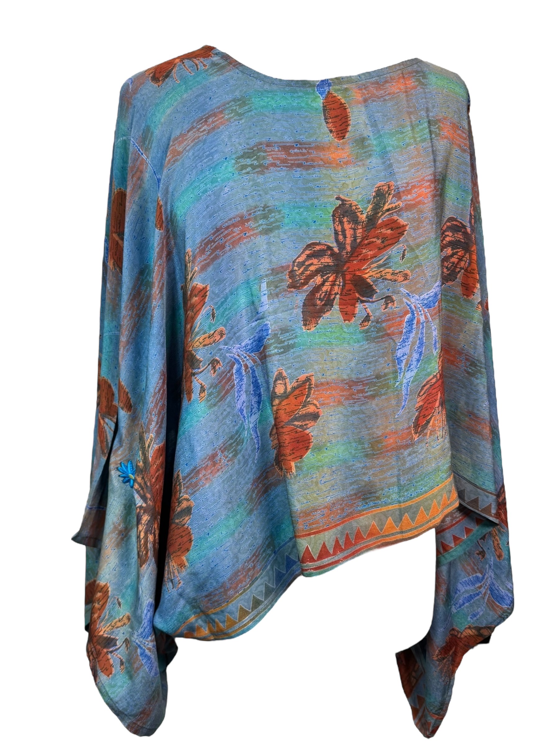 SOLD  PRC7311 Avatar Pure Silk Kimono-Sleeved Top
