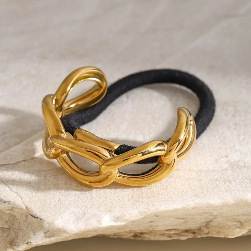 Infinity Pony Cuff – 18k Gold Stainless Steel Hair and Wrist Accessory
