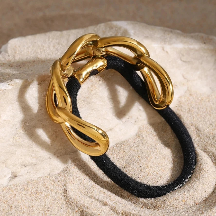 Infinity Pony Cuff – 18k Gold Stainless Steel Hair and Wrist Accessory