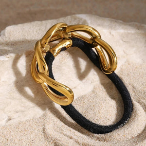 Infinity Pony Cuff – 18k Gold Stainless Steel Hair and Wrist Accessory