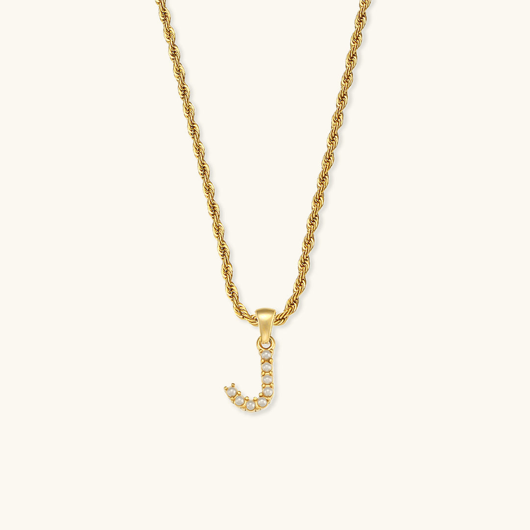 Initial Letter Pearl Necklace with 18k Gold Finish – Waterproof and Hypoallergenic