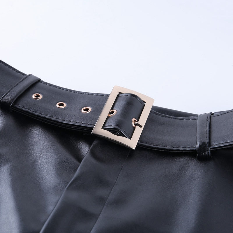 Office Belted Leather Pants