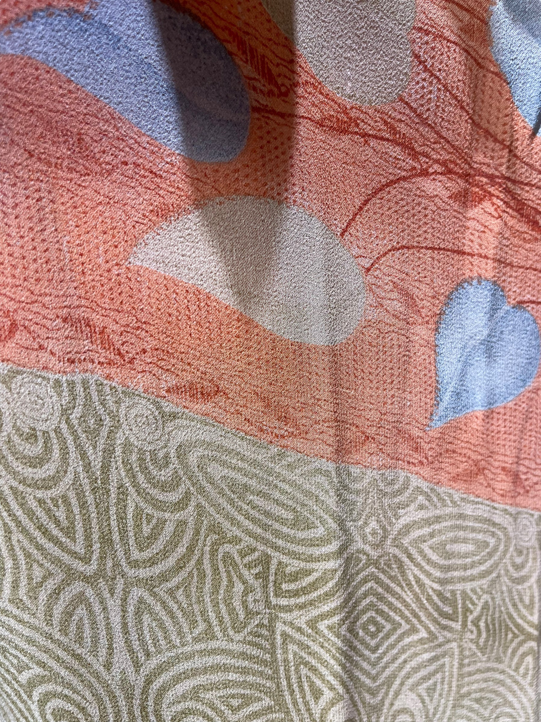 FINAL SALE PRG4949 Sheer Avatar Long Pure Silk Kimono Sleeved Duster with Belt