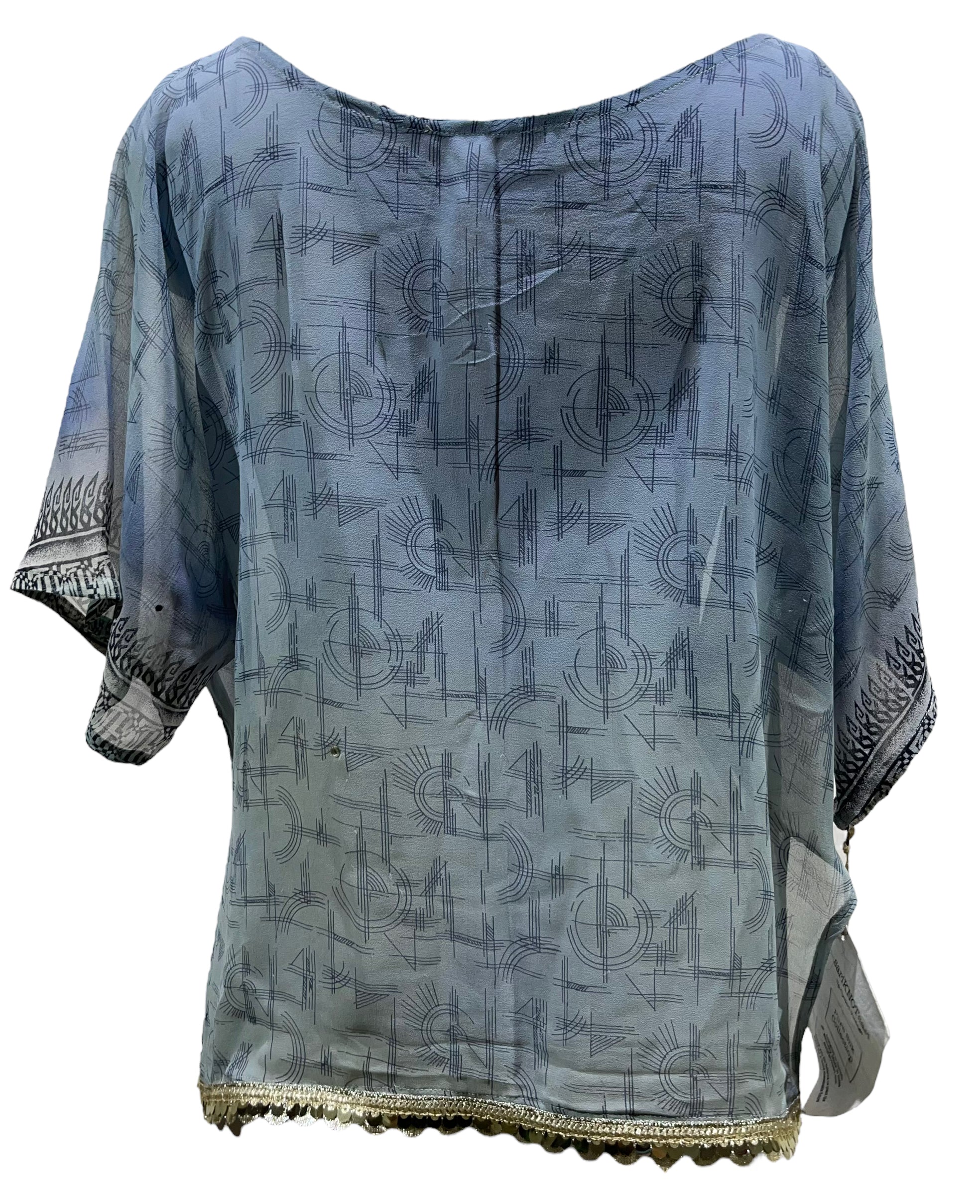 FINAL SALE PRG4345 Sheer Avatar Pure Silk Side Slit Top