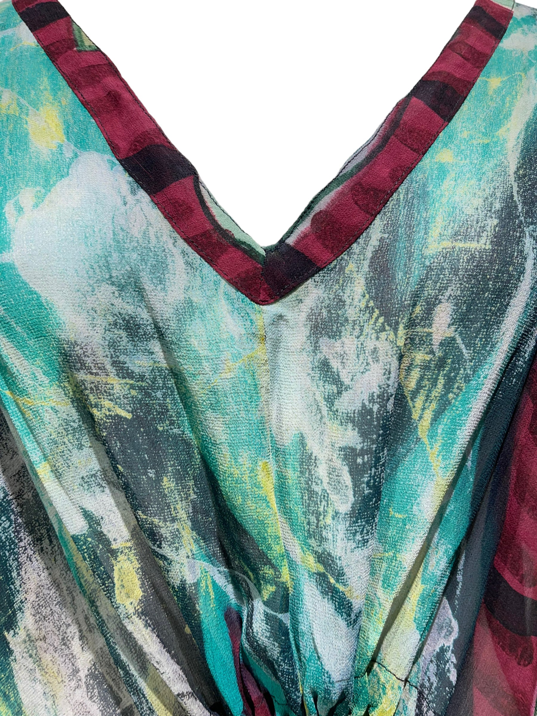 FINAL SALE PRG4429 Sheer Avatar Pure Silk Maxi Kaftan