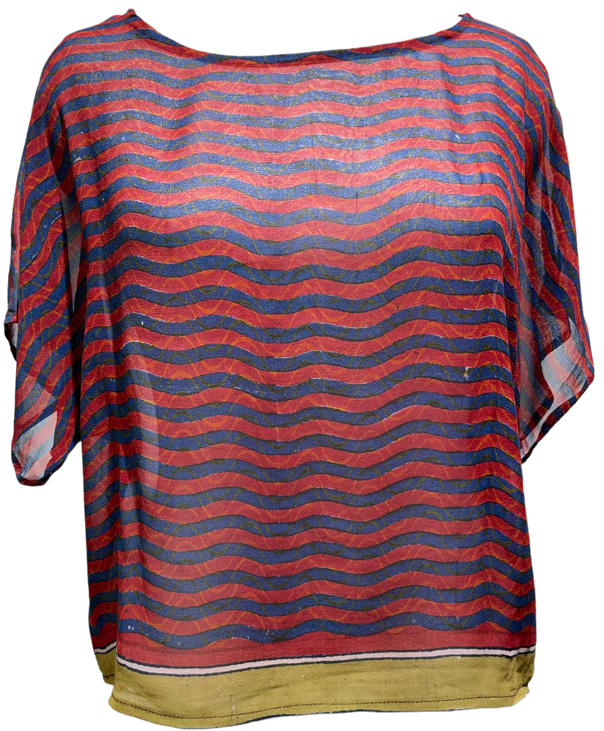 FINAL SALE PRG1776 Green Mango Sheer Avatar Pure Silk Boxy Top