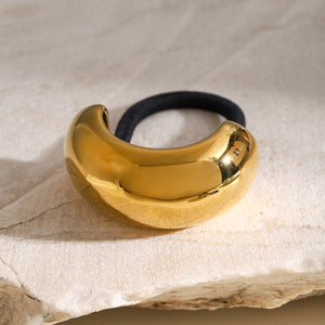Jumbo Arch Pony Cuff – Gold Stainless Steel Hair Accessory for Chic Hairstyles