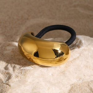 Jumbo Arch Pony Cuff – Gold Stainless Steel Hair Accessory for Chic Hairstyles
