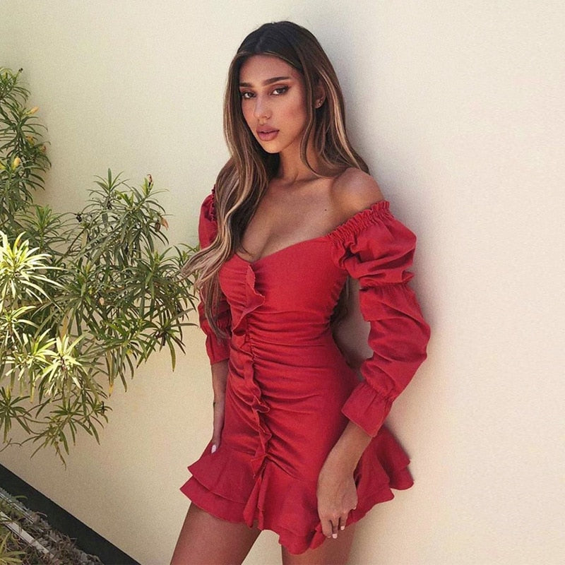 Off Shoulder Ruffle Dress