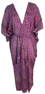 PRC6191 Avatar Long Pure Silk Kimono Sleeved Duster with Belt