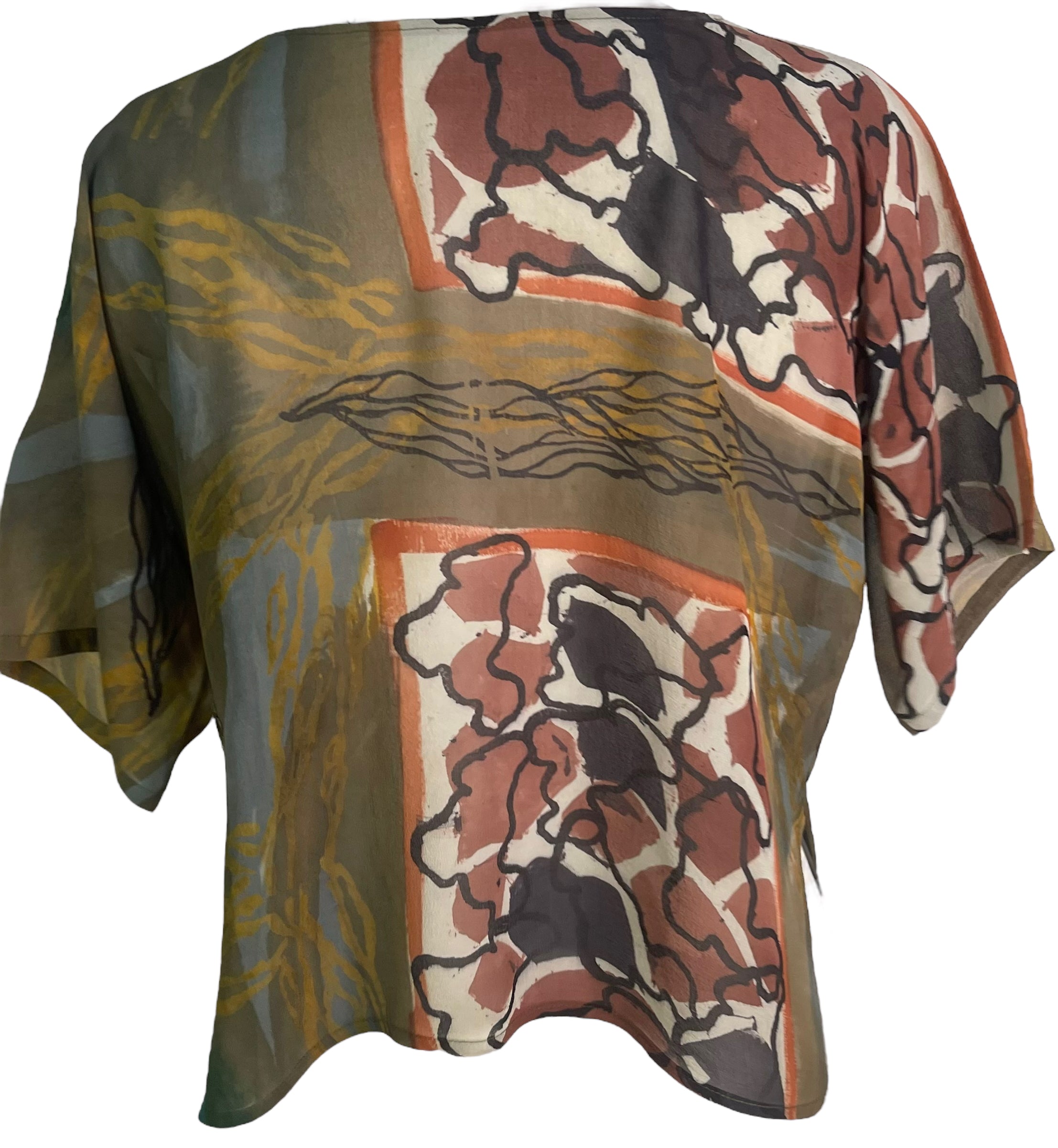 PRG6317 Sheer Avatar Pure Silk Side Slit Top