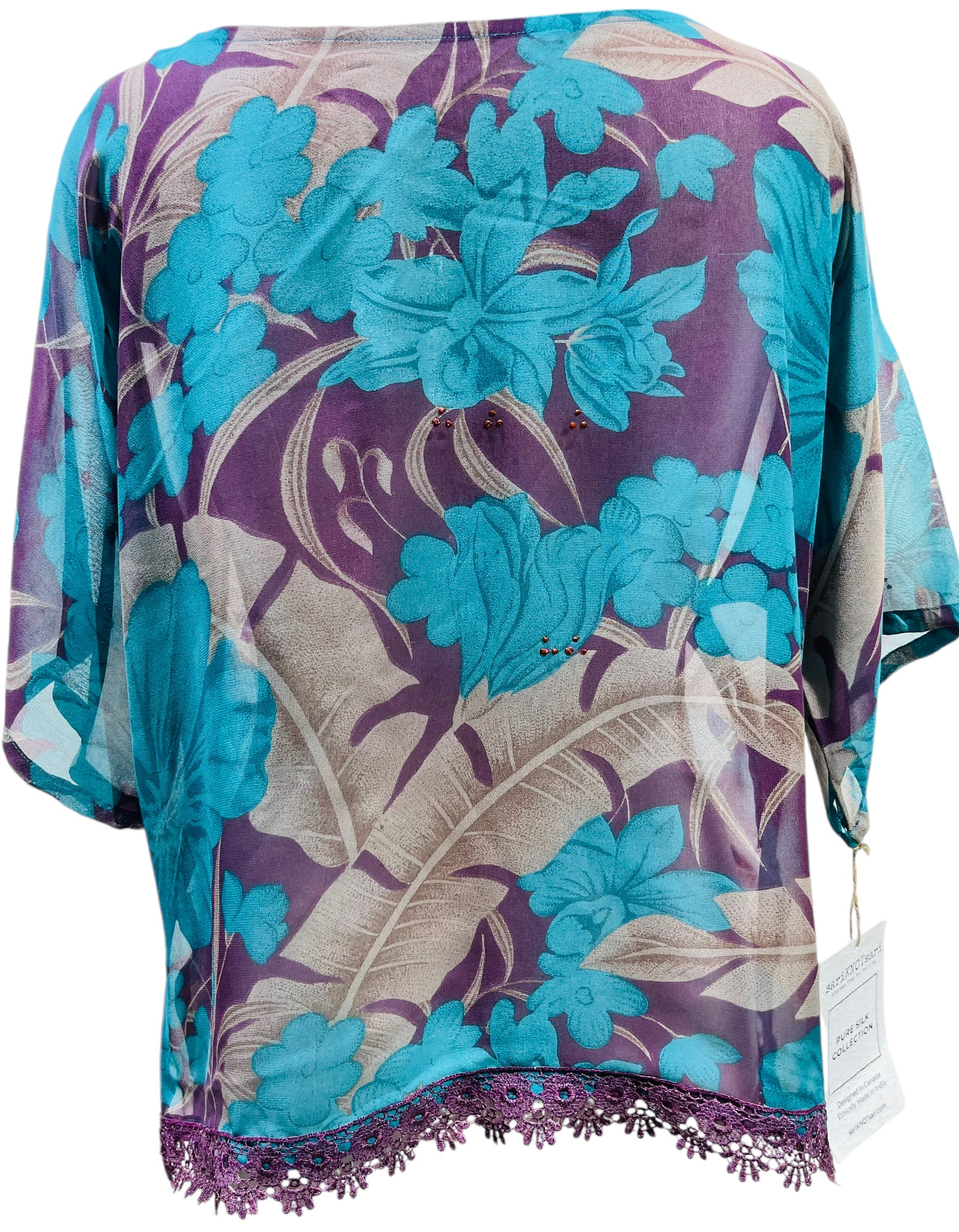 FINAL SALE PRG5396 Sheer Avatar Pure Silk Side Slit Top