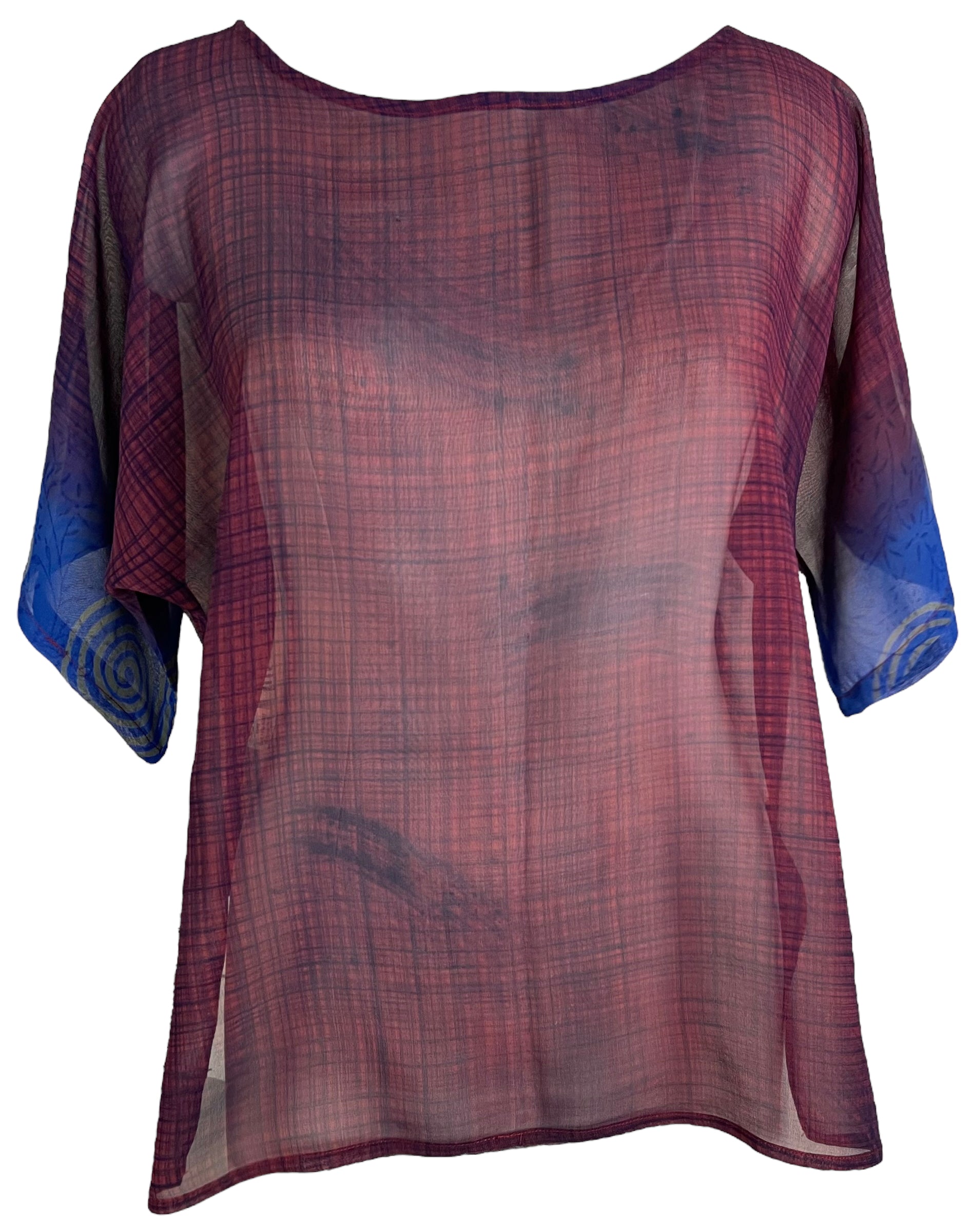 PRG6507 Sheer Avatar Pure Silk Side Slit Top