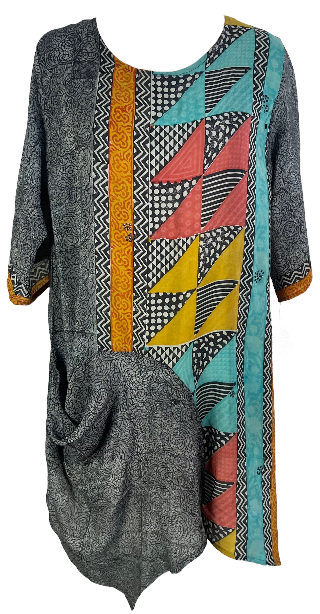 PRC6546 Avatar Pure Silk Self Pocket Tunic Dress