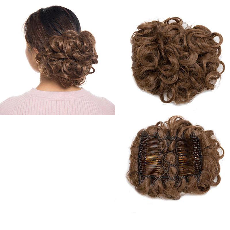 Large Clip-In Curly Hair Bun Extensions – Elegant Messy Bun for Special Occasions