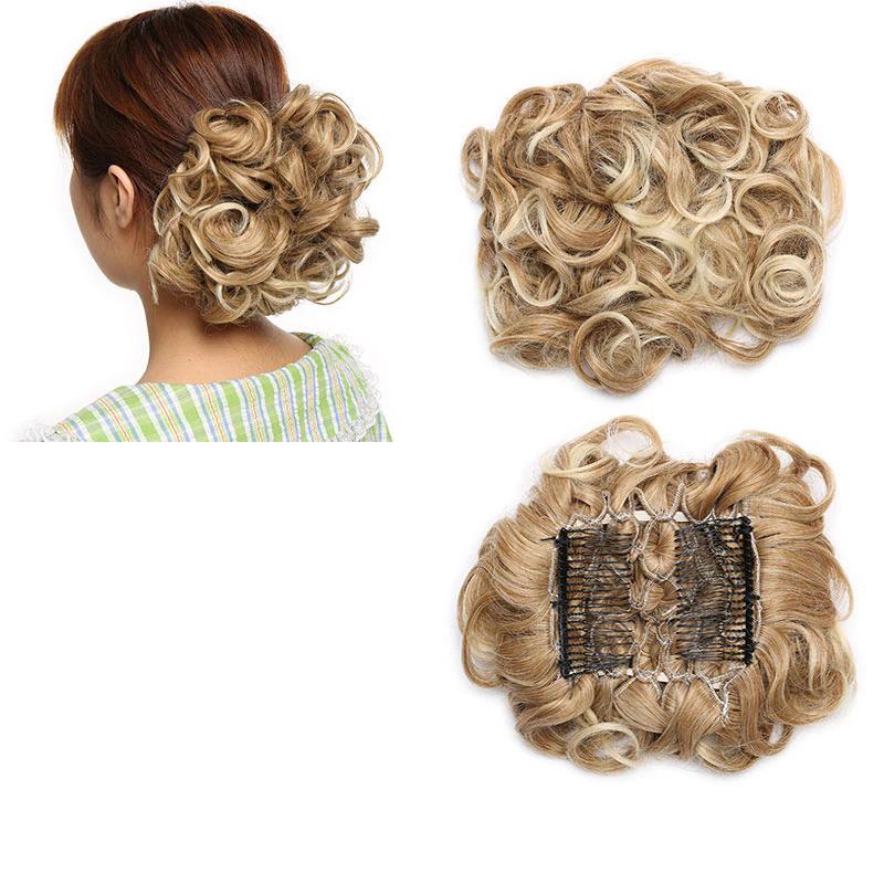 Large Clip-In Curly Hair Bun Extensions – Elegant Messy Bun for Special Occasions