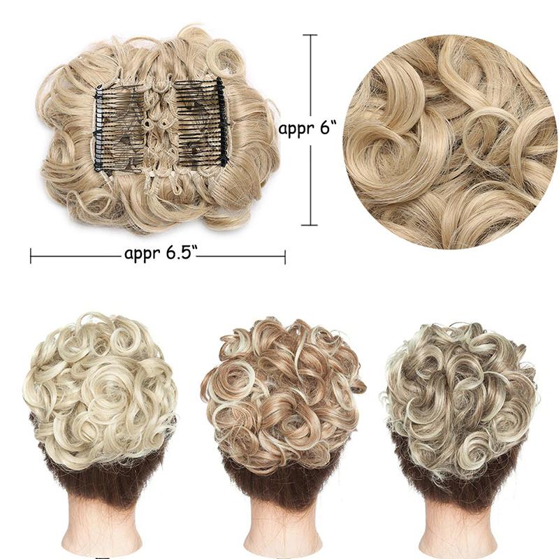 Large Clip-In Curly Hair Bun Extensions – Elegant Messy Bun for Special Occasions