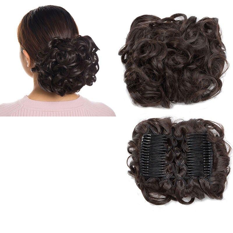 Large Clip-In Curly Hair Bun Extensions – Elegant Messy Bun for Special Occasions