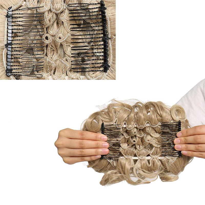 Large Clip-In Curly Hair Bun Extensions – Elegant Messy Bun for Special Occasions