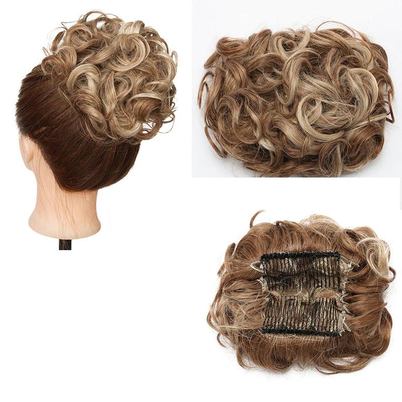 Large Clip-In Curly Hair Bun Extensions – Elegant Messy Bun for Special Occasions