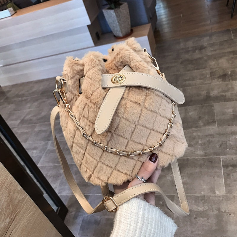 Plaid Plush Handbag