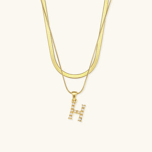 Layered Gold Initial Necklace with Freshwater Pearls – Waterproof and Hypoallergenic Gold Chain Jewelry for Women