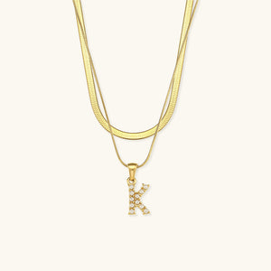 Layered Gold Initial Necklace with Freshwater Pearls – Waterproof and Hypoallergenic Gold Chain Jewelry for Women
