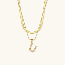 Load image into Gallery viewer, Layered Gold Initial Necklace with Freshwater Pearls – Waterproof and Hypoallergenic Gold Chain Jewelry for Women
