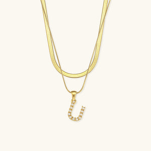 Layered Gold Initial Necklace with Freshwater Pearls – Waterproof and Hypoallergenic Gold Chain Jewelry for Women