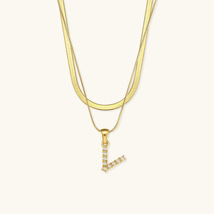 Layered Gold Initial Necklace with Freshwater Pearls – Waterproof and Hypoallergenic Gold Chain Jewelry for Women