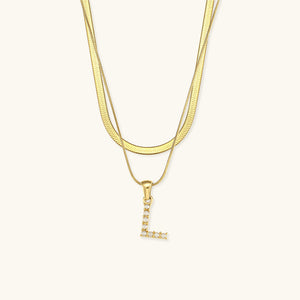Layered Gold Initial Necklace with Freshwater Pearls – Waterproof and Hypoallergenic Gold Chain Jewelry for Women