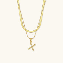 Load image into Gallery viewer, Layered Gold Initial Necklace with Freshwater Pearls – Waterproof and Hypoallergenic Gold Chain Jewelry for Women
