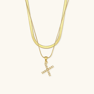 Layered Gold Initial Necklace with Freshwater Pearls – Waterproof and Hypoallergenic Gold Chain Jewelry for Women