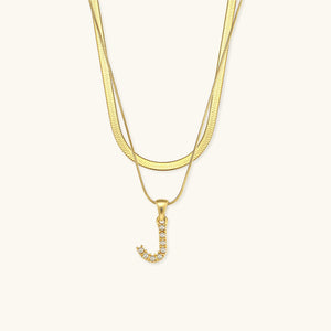 Layered Gold Initial Necklace with Freshwater Pearls – Waterproof and Hypoallergenic Gold Chain Jewelry for Women
