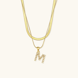 Layered Gold Initial Necklace with Freshwater Pearls – Waterproof and Hypoallergenic Gold Chain Jewelry for Women