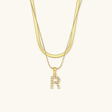 Load image into Gallery viewer, Layered Gold Initial Necklace with Freshwater Pearls – Waterproof and Hypoallergenic Gold Chain Jewelry for Women
