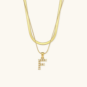 Layered Gold Initial Necklace with Freshwater Pearls – Waterproof and Hypoallergenic Gold Chain Jewelry for Women