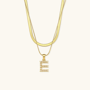 Layered Gold Initial Necklace with Freshwater Pearls – Waterproof and Hypoallergenic Gold Chain Jewelry for Women
