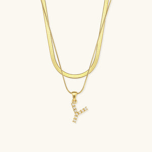 Layered Gold Initial Necklace with Freshwater Pearls – Waterproof and Hypoallergenic Gold Chain Jewelry for Women