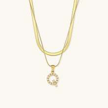 Load image into Gallery viewer, Layered Gold Initial Necklace with Freshwater Pearls – Waterproof and Hypoallergenic Gold Chain Jewelry for Women
