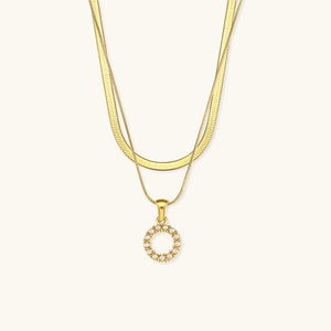 Layered Gold Initial Necklace with Freshwater Pearls – Waterproof and Hypoallergenic Gold Chain Jewelry for Women